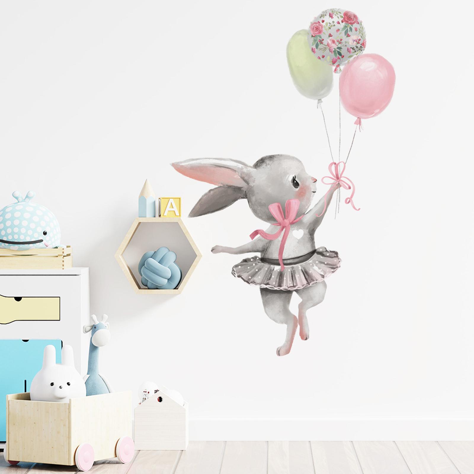 Bunny Ballet Rabbit Wall Stickers for Kids Room Nursery Wall Decal Wallpaper
