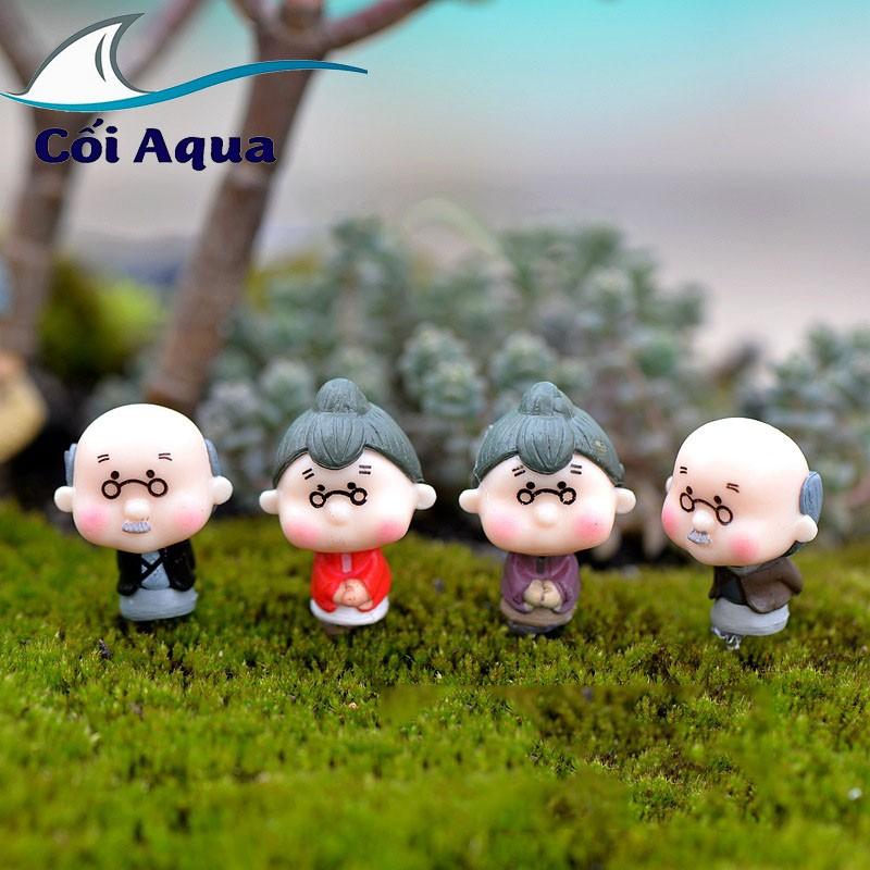 Tiểu cảnh Terrarium ️ Cặp đôi ông bà đứng mini tiểu cảnh trang trí sen đá, sân vườn, bể cá, bể terrarium