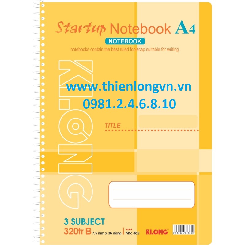 Sổ lò xo đơn A4 - 320 trang; Klong 382