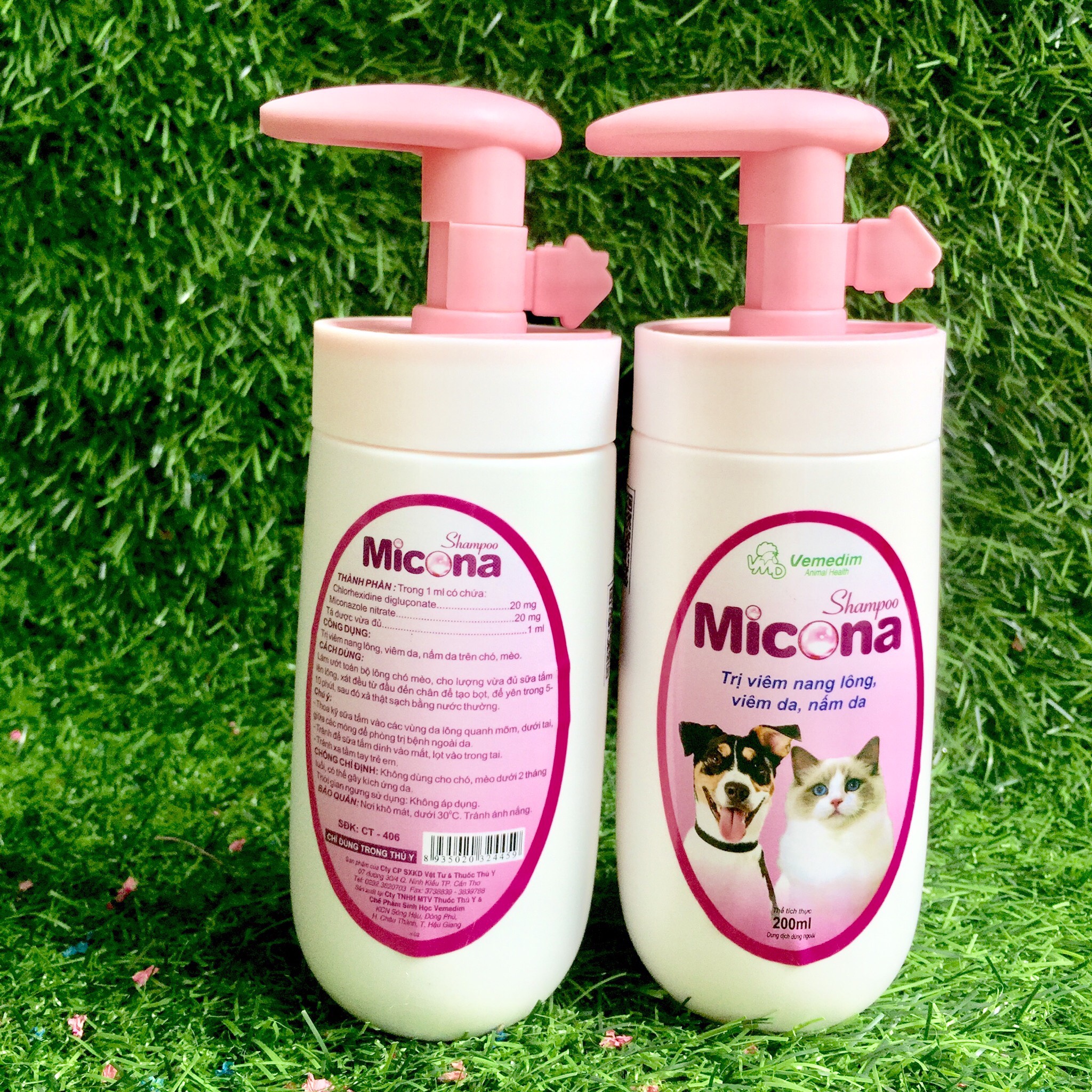 MICONA SHAMPOO - Sữa Tắm Phòng Trị Viêm Da, Nấm Da, Viêm Nang Lông Cho Chó Mèo Với An Toàn Và Hiệu Quả - Hương Thơm Dịu Ngọt, Khử Mùi Hôi Lông, Dưỡng, Làm Mượt Lông – Mi01