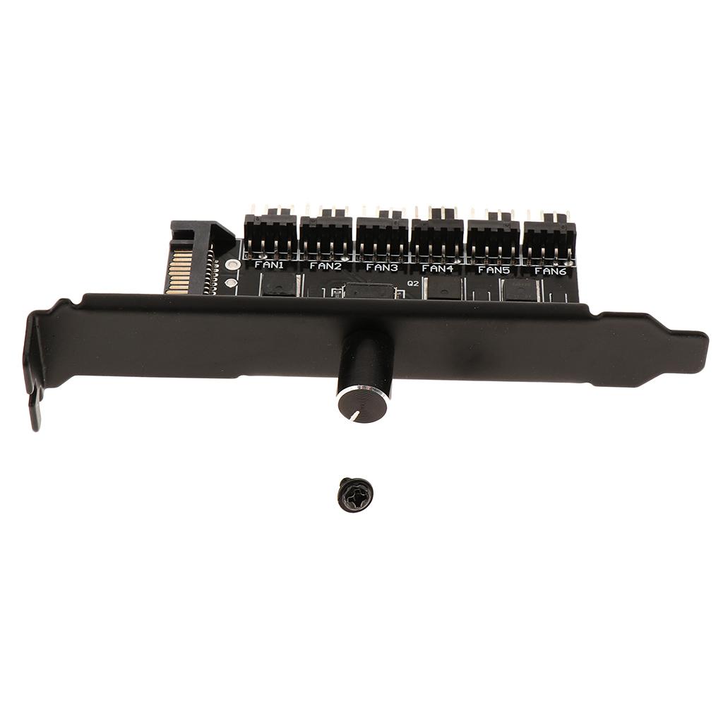 SATA Power CPU Cooler Cooling Fan Speed Temperature Controller 6-Channel HUB Kit