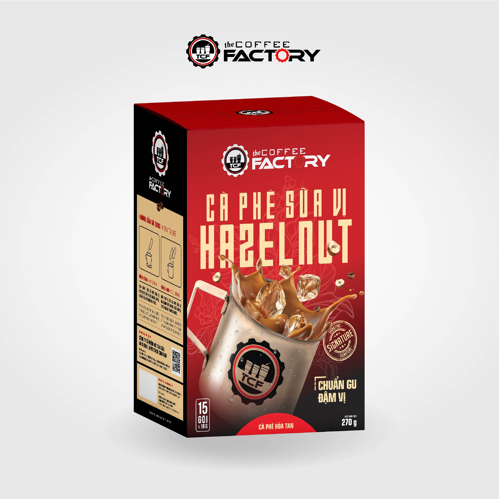 Cà phê sữa vị hazelnut hòa tan The Coffee Factory (Hộp 15 gói x 16g)