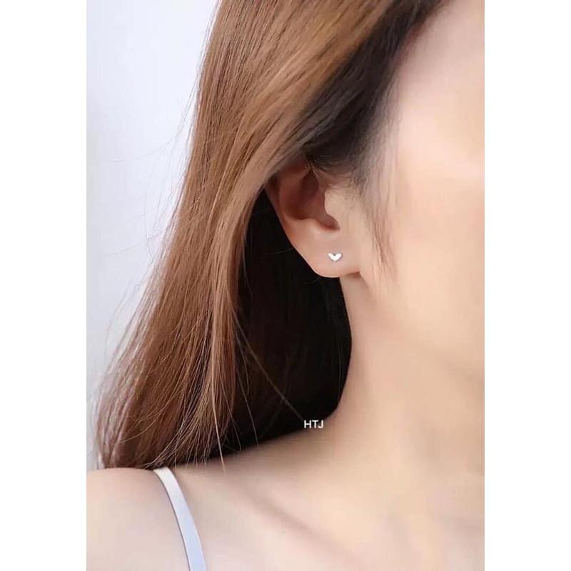 Bông tai, nụ tim nhỏ xinh bạc ta, khuyên tai bạc bibi silver -
