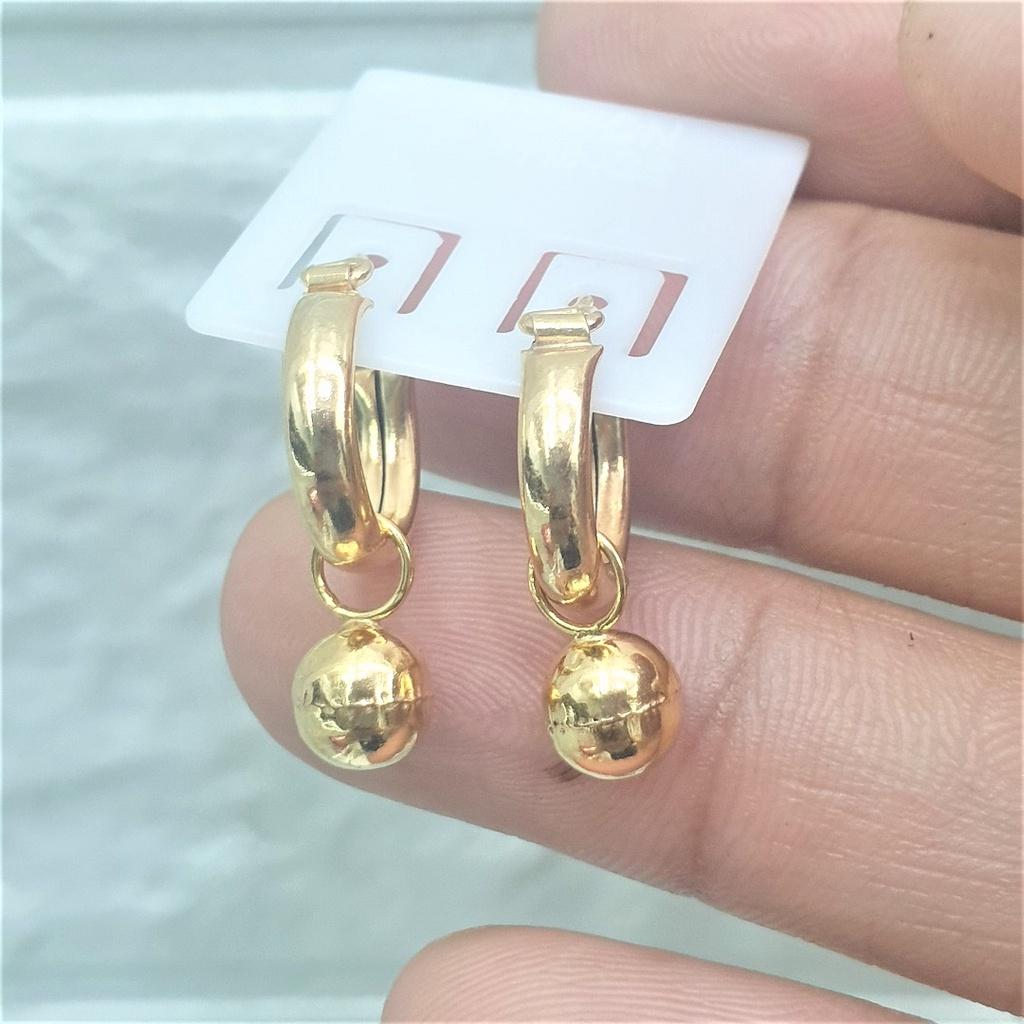 Bông Tai Hạt Bi Trơn Dáng Thả Cao Cấp-Dùng lâu dài tắm rửa thoải mái không phai không kiêng m