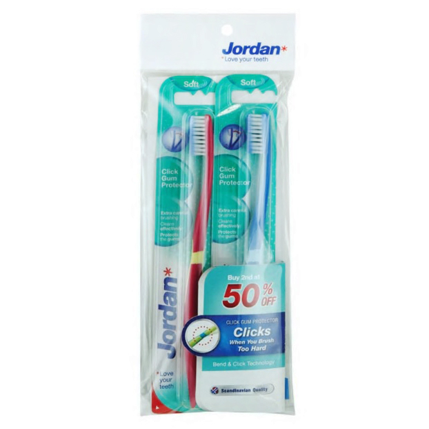 Bộ 2 bàn chải đánh răng Jordan Click Gum Protector