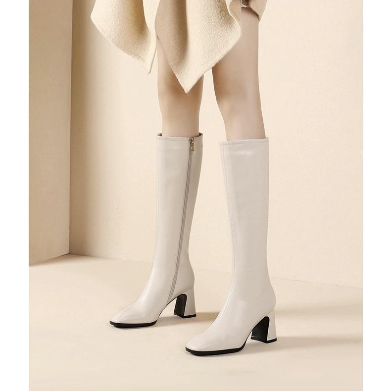 BỐT ĐÙI NỮ DA MỜ, gót vân gỗ chìm 7 phân (mã 889 - da lì