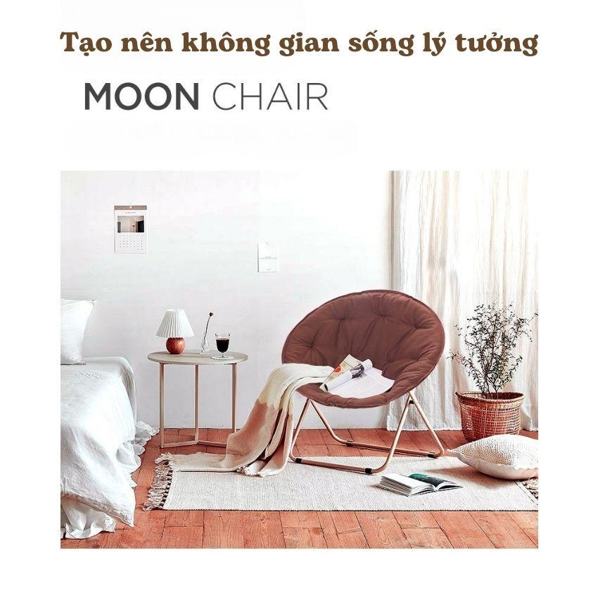 Ghế Sofa Lười Thư Giãn Gấp Gọn Kèm Đôn, Ghế Mặt Trăng Nệm Tròn, Ghế Lười