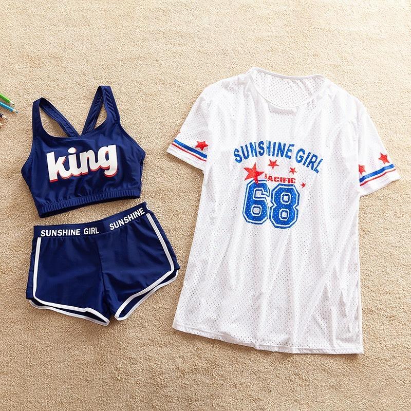 Set Đồ bơi bé gái, bộ bơi 3 chi tiết cho trẻ em từ 2 đến 12 tuổi, size đại 46kg bikini KING