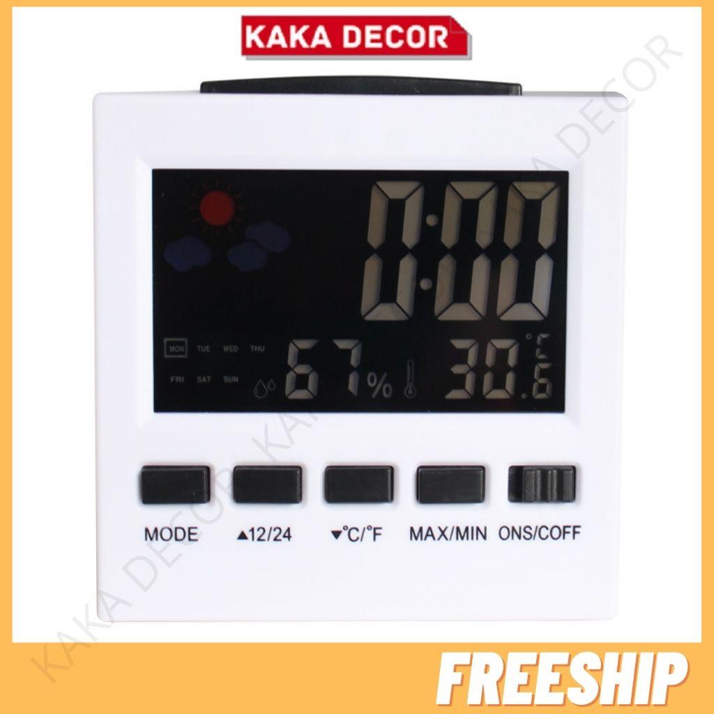 Đồng hồ led để bàn, đồng hồ điện tử báo thức cao cấp thông minh đo nhiệt độ độ ẩm KaKa Decor