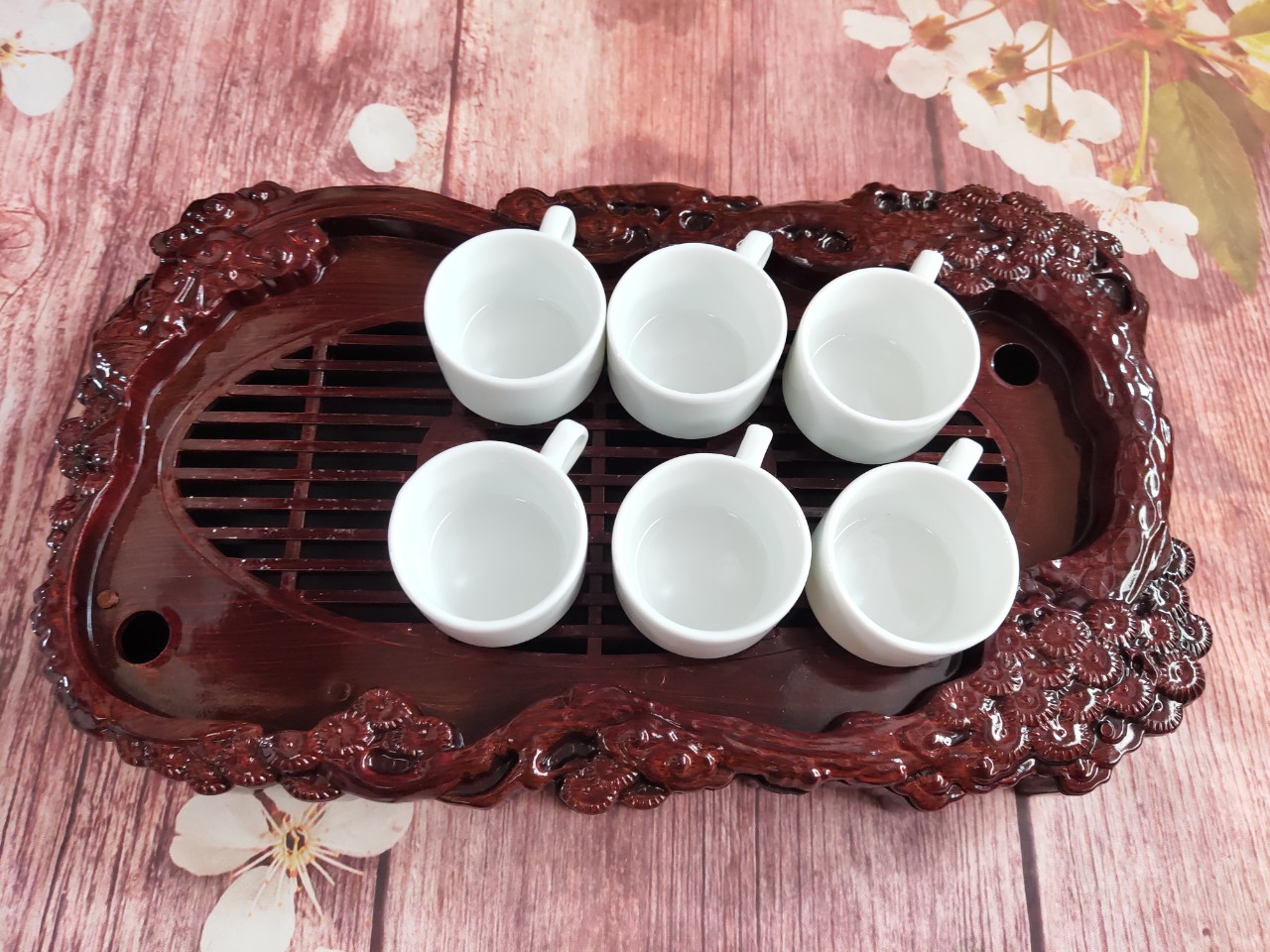 Bộ ấm chén uống trà Bát Tràng dáng vuông dung tích 500ml không bao gồm khay