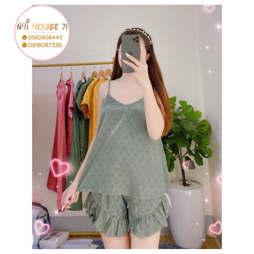 BỘ NGỦ 2 DÂY GẤM SATIN DỆT CHỮ NỔI NHIHOUSE71 QUẦN LAI BÈO TẶNG KÈM BỊT MẮT ĐÁNG YÊU FREESIZE