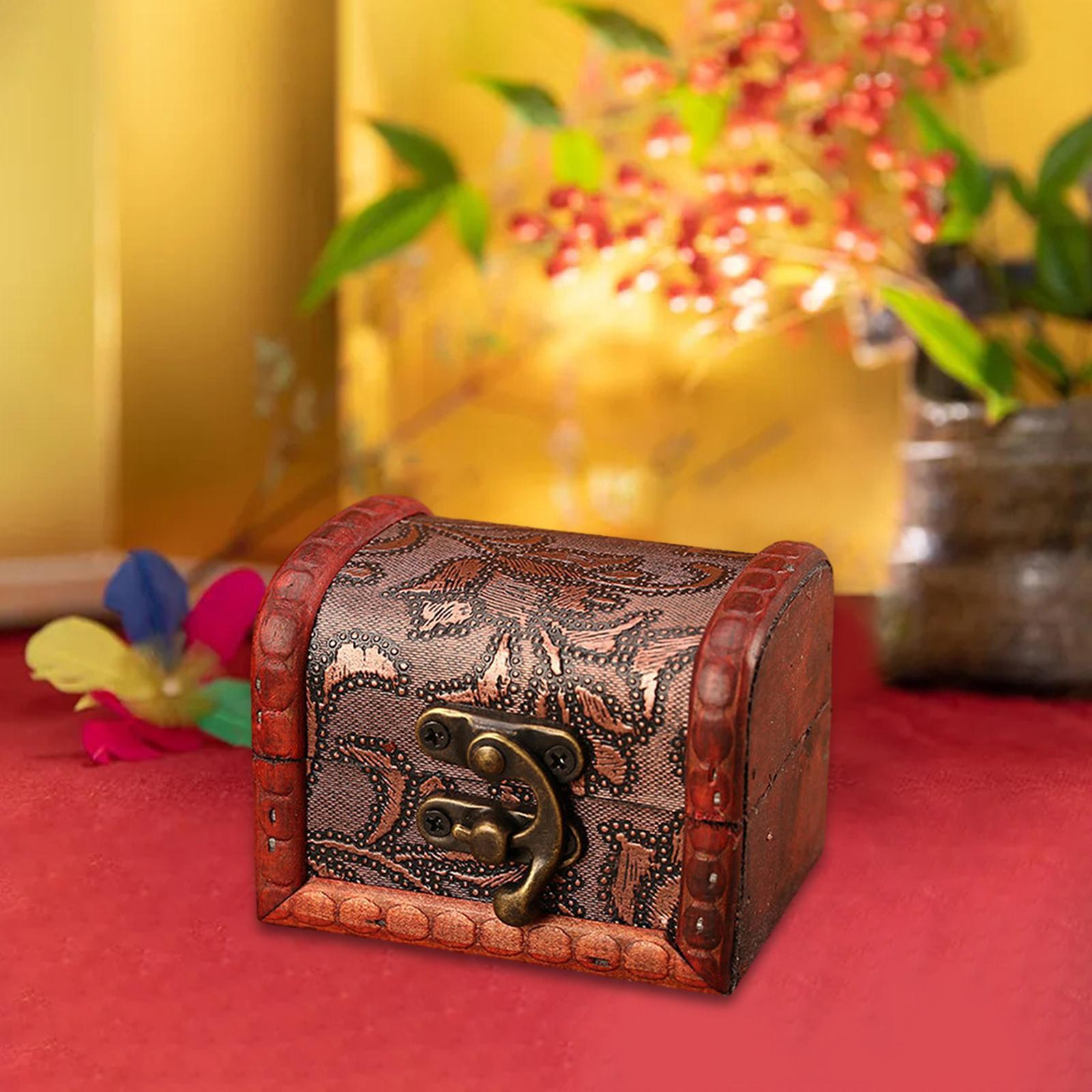 Decorative Storage Box, Antique Jewelry Box, Home Decor Vintage Style Treasure Chest, Vintage Style Wooden Storage Box, for Hairpins Jewelry