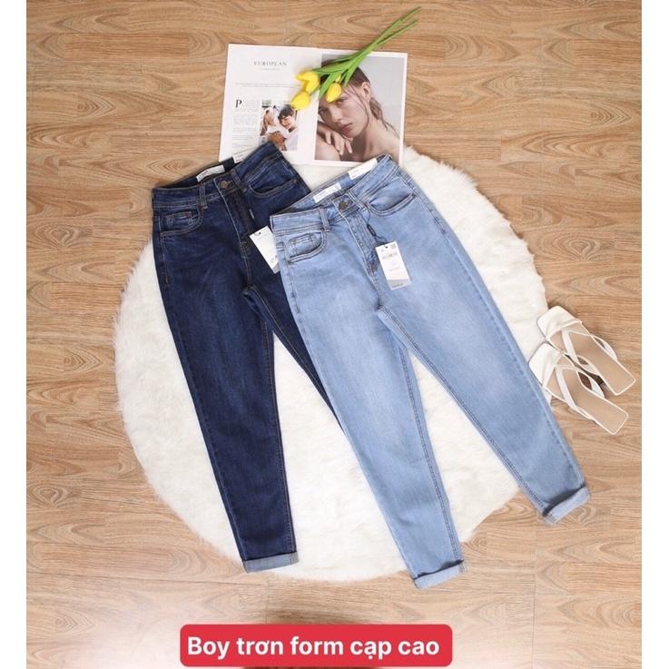 Quần jean boy trơn vnxk 2 màu đậm nhạt cho nữ
