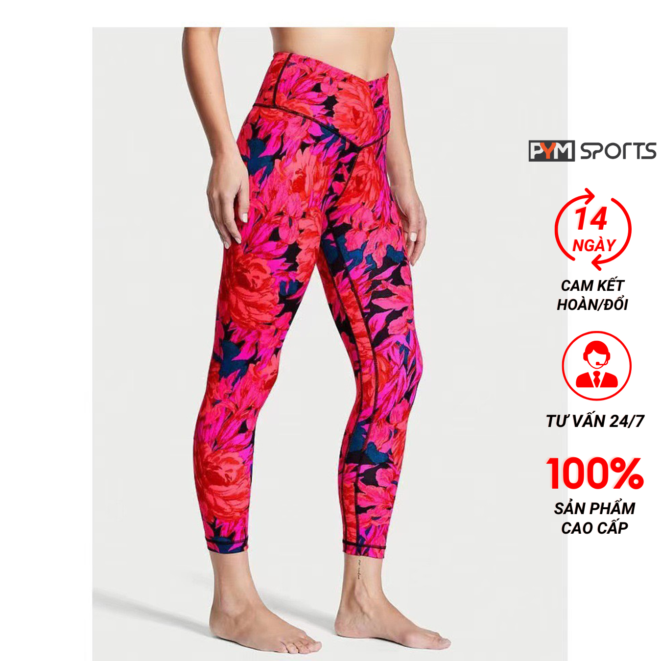 Quần Legging Hoa tập gym, tập yoga PYMSPORT - PYML049 cạp cao, co giãn thoải mái, màu sắc nổi bật