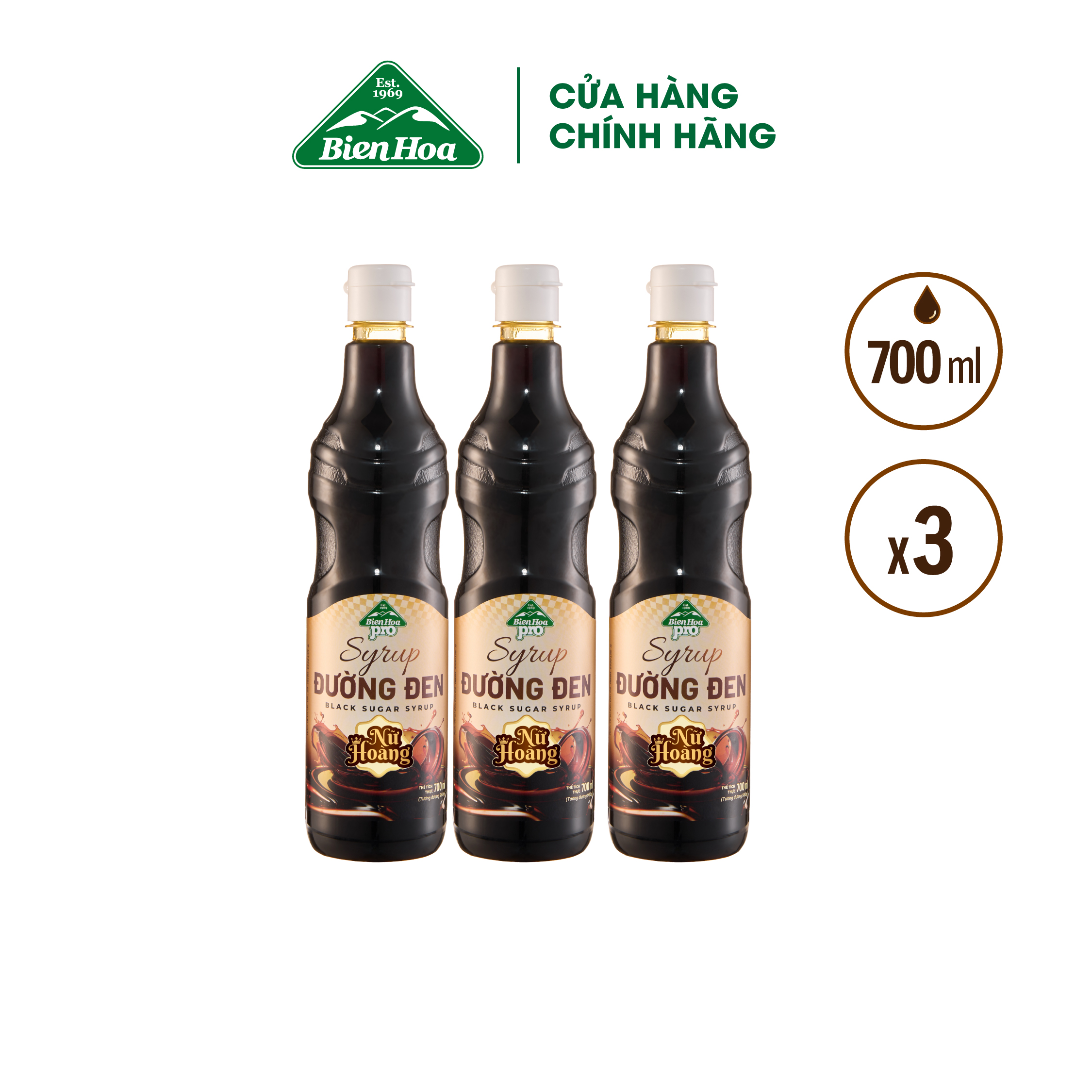 Combo 3 Chai Syrup Đường đen Nữ Hoàng 700ml/Chai