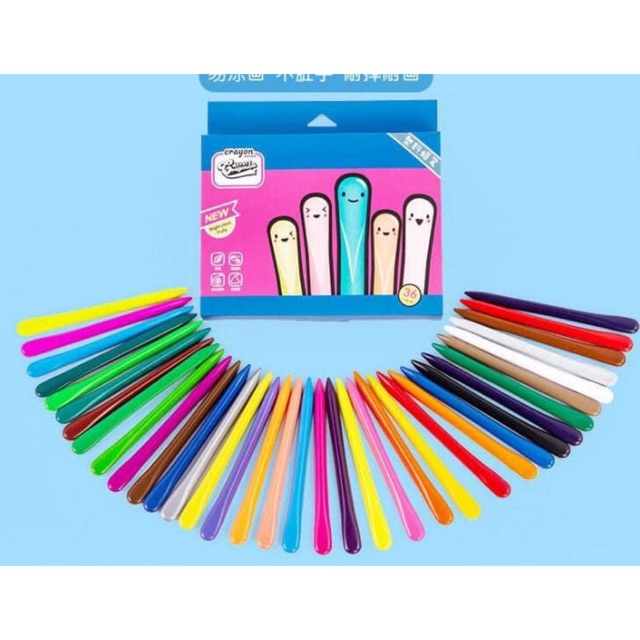 Hộp 24 chiếc bút chì màu sáp 100% hữu cơ an toàn cho bé trai và bé gái tô màu, tập vẽ tranh thiết kế bút dễ cầm, không lem màu ra tay hay quần áo, không mùi