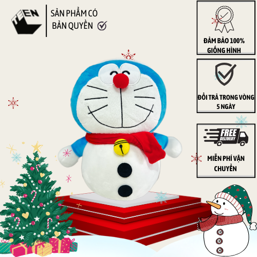 Thú bông Doraemon Người Tuyết phiên bản Giáng Sinh - Sản Phẩm Có Bản Quyền, Phân Phối Bởi Teenbox