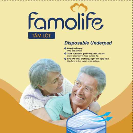 Miếng lót người già FAMOLIFE Cao Cấp mềm mại, thấm hút, chuẩn chất lượng Châu Âu
