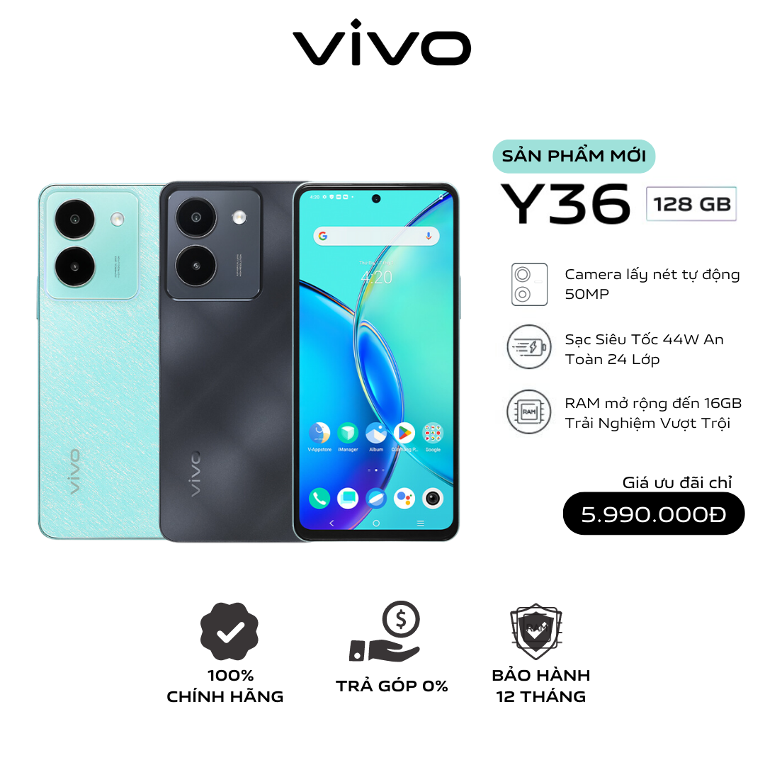 Điện thoại Vivo Y36 (8GB/256GB) - Hàng Chính Hãng - Bảo hành 12 tháng - 1 Đổi 1 trong tháng đầu tiên