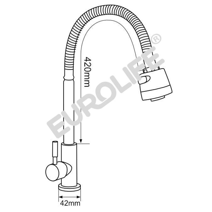 Vòi rửa chén lạnh Inox SUS 304, cần lò xo Eurolife EL-RC09