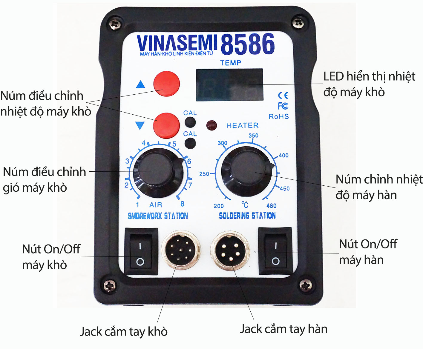 Vinasemi 8586 Máy Hàn Khò 750W Tự Ngắt