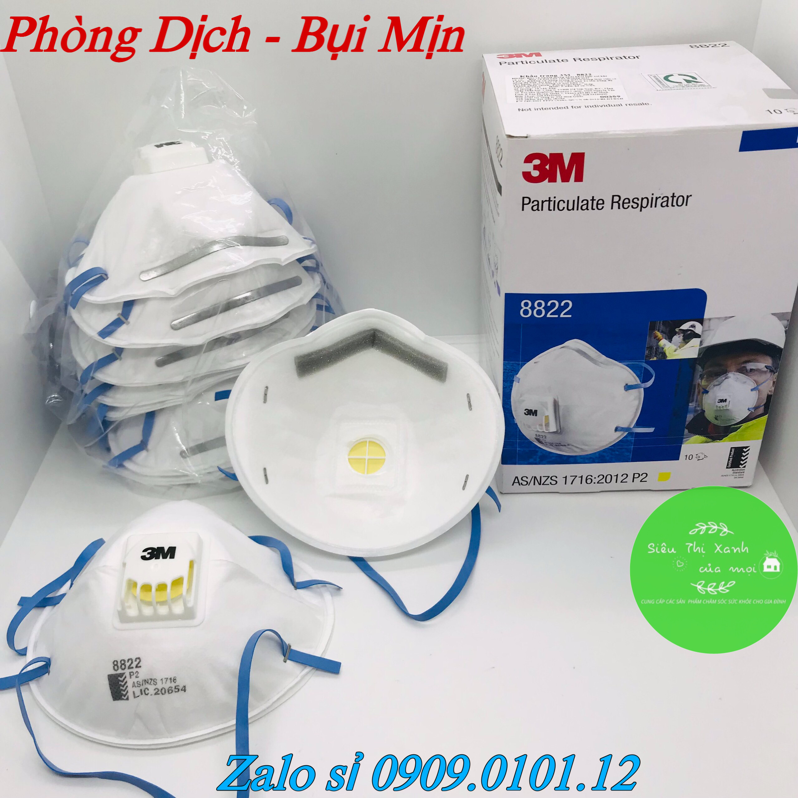 Khẩu trang 3m 8822 có van thở cao cấp nhập khẩu Hàn Quốc, khẩu trang n95 chính hãng đạt tiêu chuẩn AS/NZS FFP2 hộp 10 cái