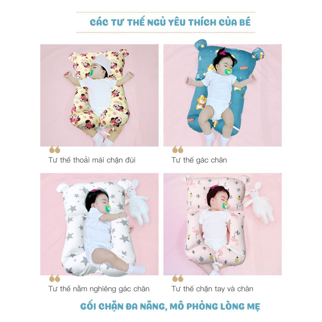 Vỏ Gối Ôm Cho Bé Sơ Sinh Đa Năng Chữ U Chống Giật Mình Chống Méo Bẹp Đầu Chất Liệu Cao Cấp Siêu Tiện Lợi