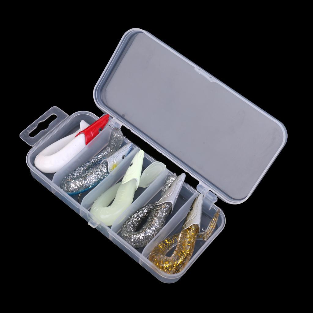 5 Pieces 11cm Lead JigHead Soft Fishing Lures with Hook Weedless Sandeels Sinking Swimbaits for Saltwater and Freshwater