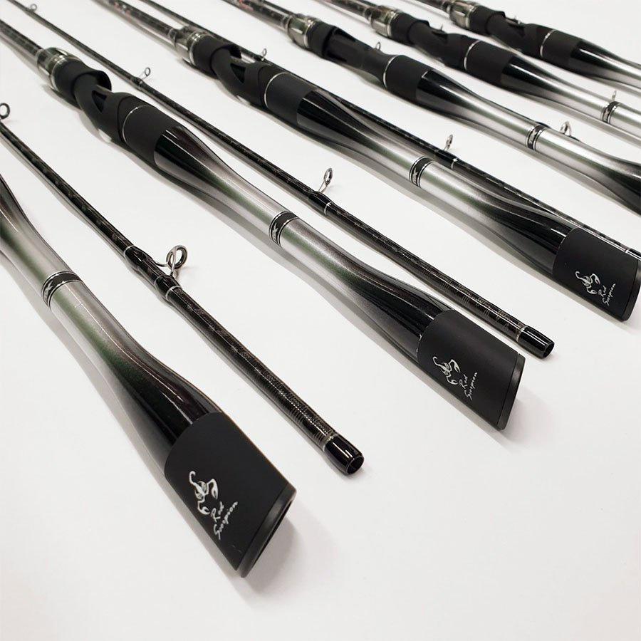 Cần câu - Cần câu lure máy đứng và ngang 2.13m - 2.4m cao cấp Scorpion khoen FUJI mã CM16 trắng đen