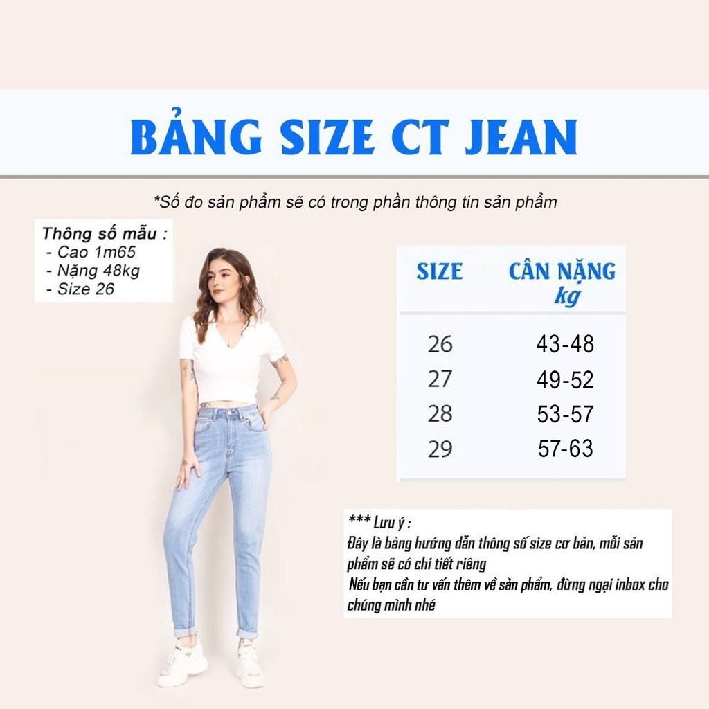 Quần Jean Nữ Baggy Boyfriend Trơn Cạp Lưng Cao co dãn CT Jeans