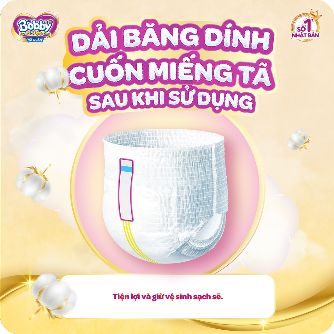 Tã Quần Bobby Extra Soft Dry S70