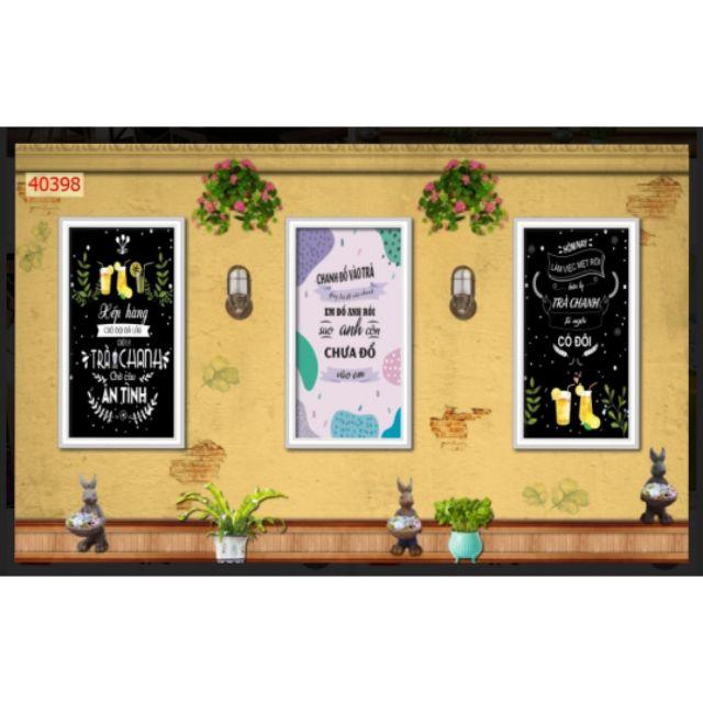 Tranh dán tường 3D quán cafe, trà sữa