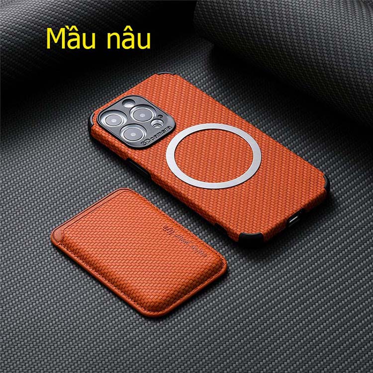 Ốp da bảo vệ camera cho iPhone 14 pro max kèm để thẻ và sạc không dây