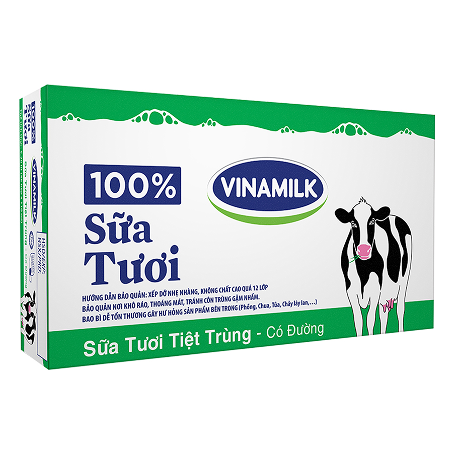 Thùng 48 Hộp Sữa Tươi Tiệt Trùng Vinamilk 100% Có Đường 110ml