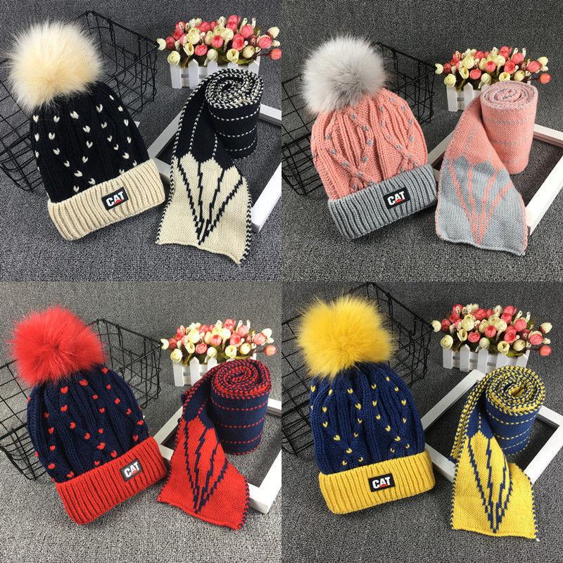 Thời Trang Mùa Đông Trẻ Em Khăn Choàng Nón Bộ Cho Trẻ Em Dệt Kim Beanies Với Bộ Lông Pompoms Cho Bé Trai Bé Gái Ấm Áp Với Sang Trọng Mũ Lưỡi Trai