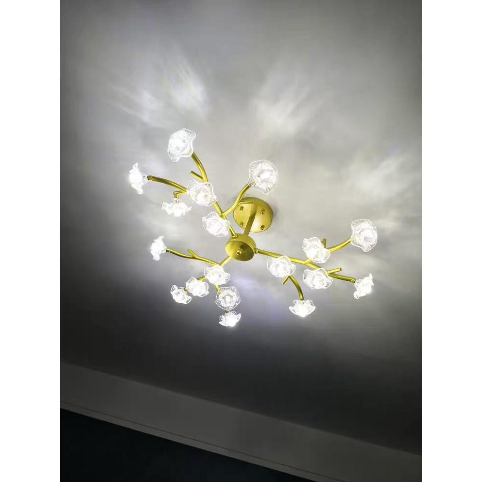 Đèn chùm pha lê 3 màu ánh sáng trang trí nội thất hiện đại - kèm bóng LED chuyên dụng