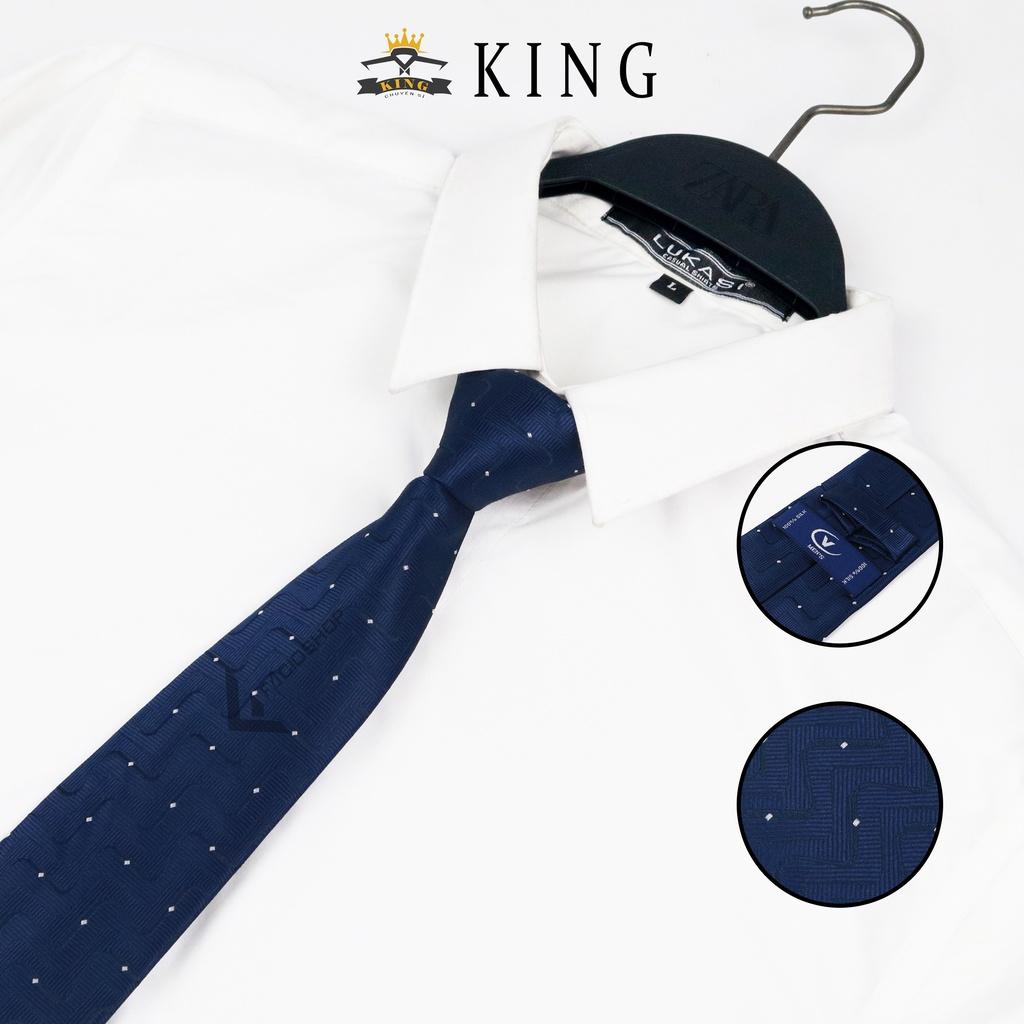Cà vạt nam xanh đen KING bản 8cm, cravat nam, cravat cao cấp giá rẻ C008