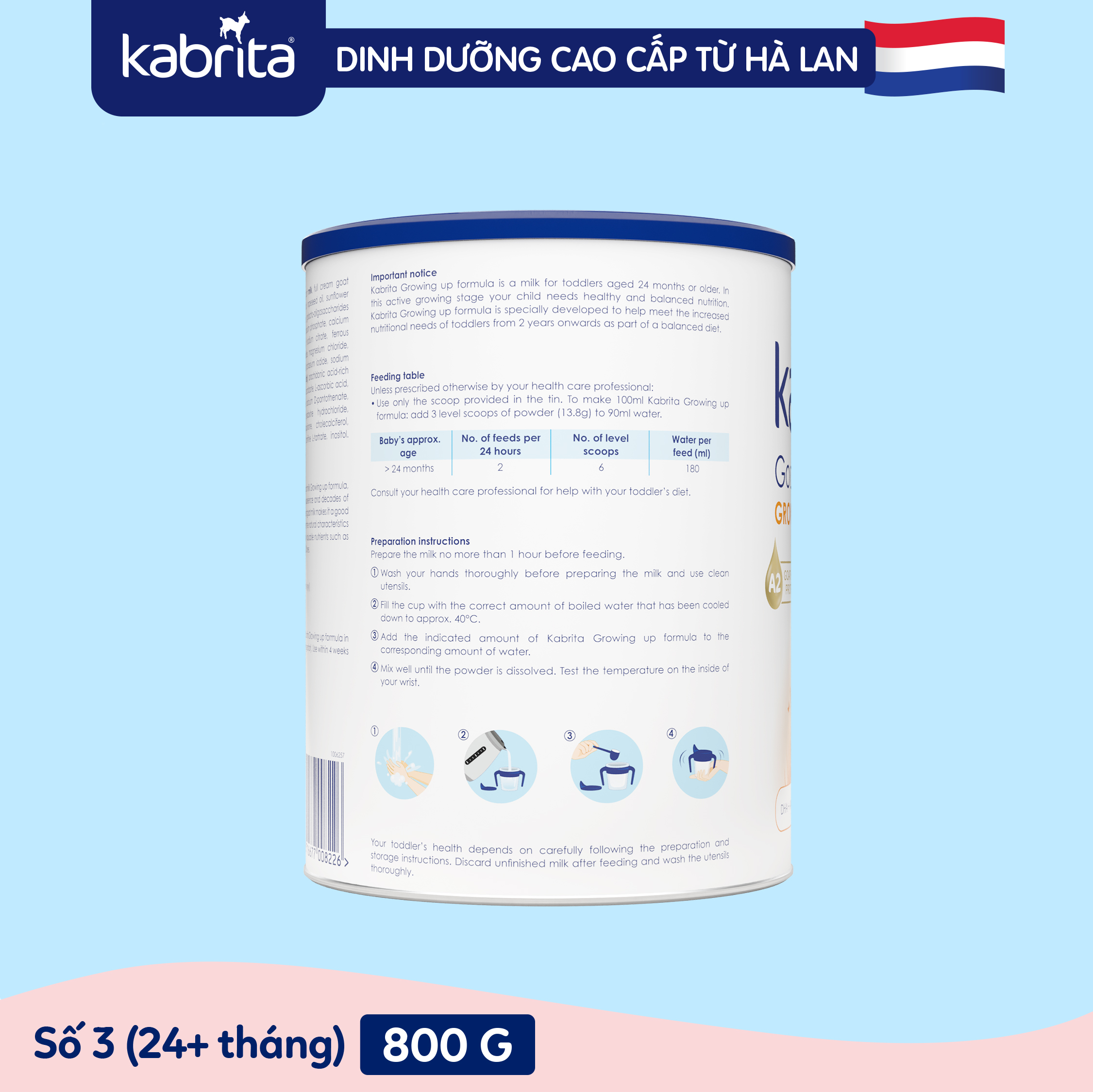 COMBO 2 lon Sữa dê Kabrita số 3 cho trẻ trên 24 tháng - Lon 800g