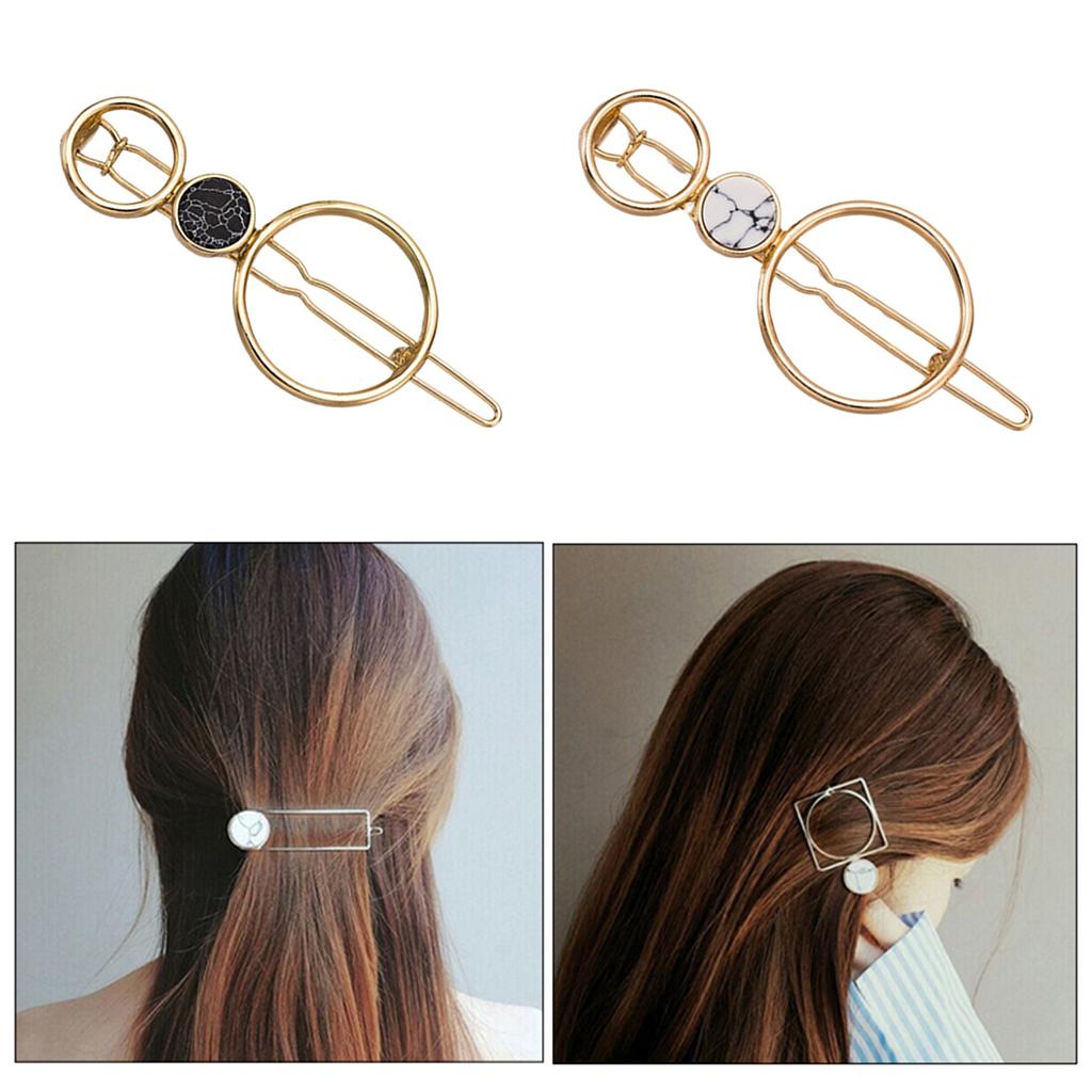 2 Pcs Women's Girls Geometric Hollow Hair Clip Howlite