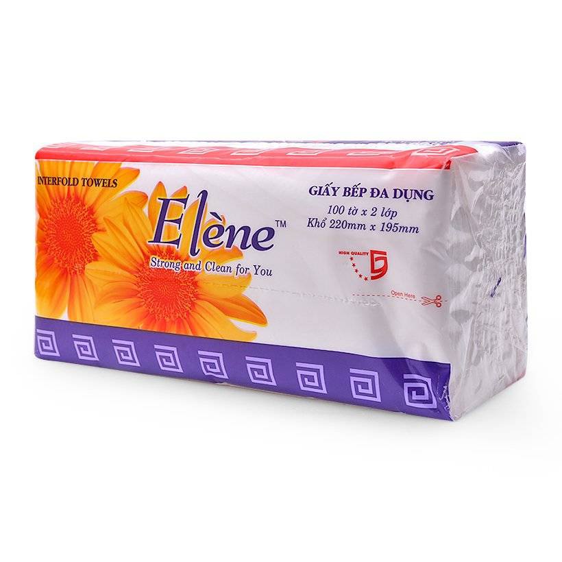 Combo 3 gói giấy đa năng gấp 2 Elene 100 tờ 2 lớp