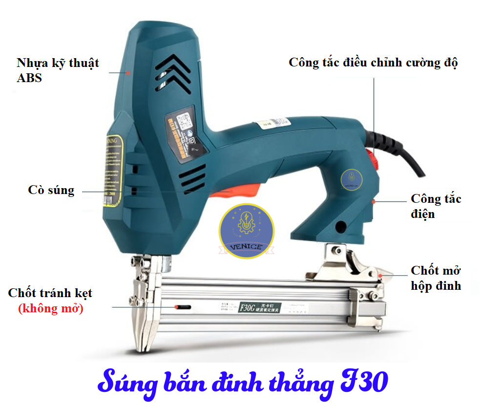 DỤNG CỤ BẮN ĐINH THẲNG F30  - DÙNG ĐIỆN 220V - DỤNG CỤ BẮN GỖ CÁC LOẠI