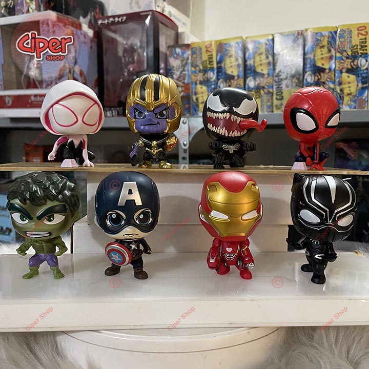 Bộ 8 nhân vật Avengers chibi - Set 8 figure Avengers - Mô hình nhân vật siêu anh hùng