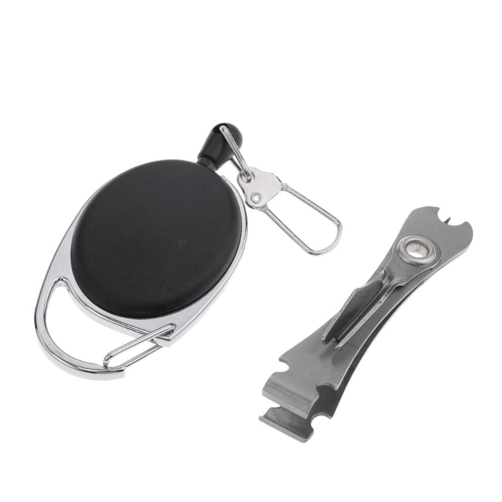 Stainless Steel Fly Fishing Knot Tying Tool Knot Tyer and Nail Clippers Nipper with Zinger Retractor