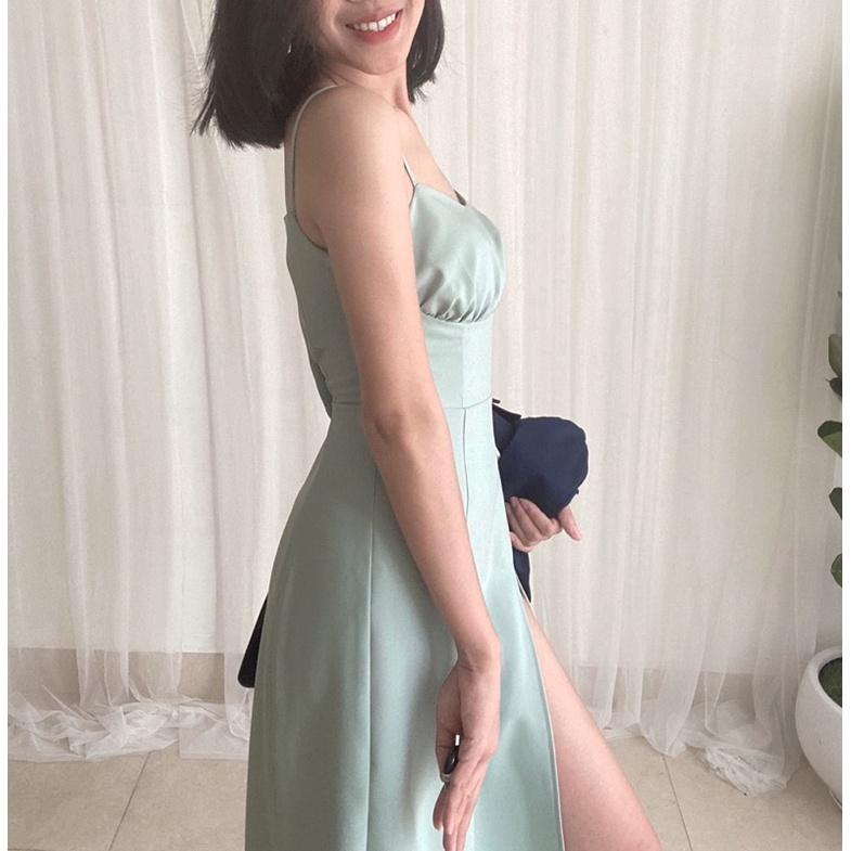 Đầm hai dây nhún ngực TIỂU DESIGN