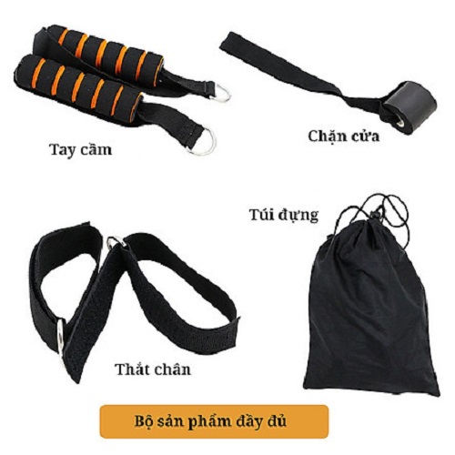 Combo Bộ Dây Cao Su Đàn Hồi Ngũ Sắc Tập Gym Tại Nhà và Kìm Bóp Cơ Tay 5-60kg + Màu Ngẫu Nhiên Dành Cho Mọi Lứa Tuổi