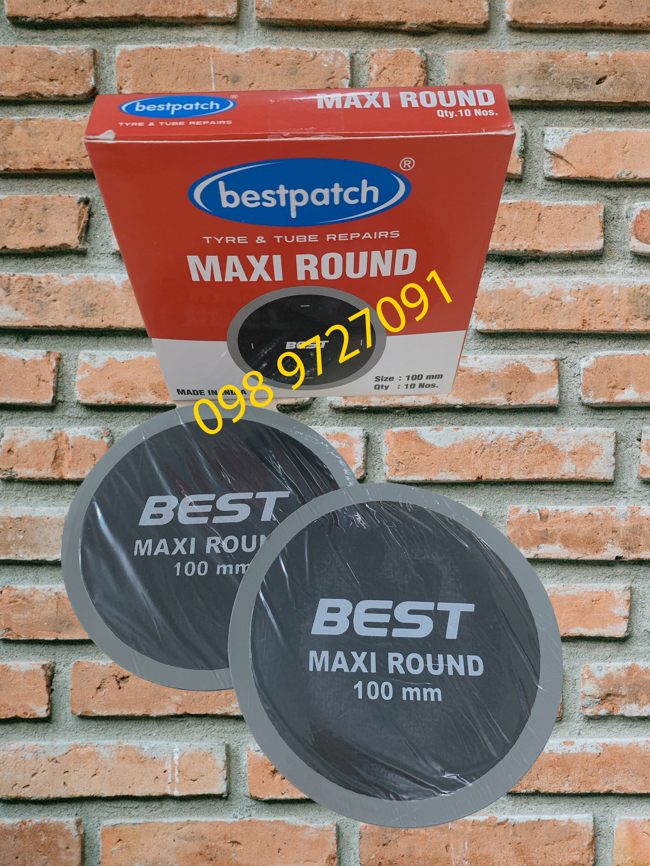 Miếng vá săm, lốp (ruột xe) máy, ôtô hình tròn - Kích thước 100mm