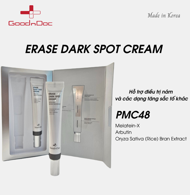 Kem hỗ trợ chăm sóc da nám và các dạng tăng sắc tố GoodnDoc Erase Dark Spot Cream 20ml x 2ea/hộp