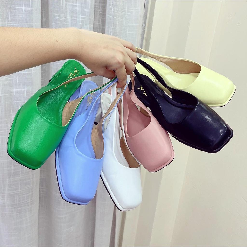 Giày sục cao gót vuông cực xinh chất da xịn