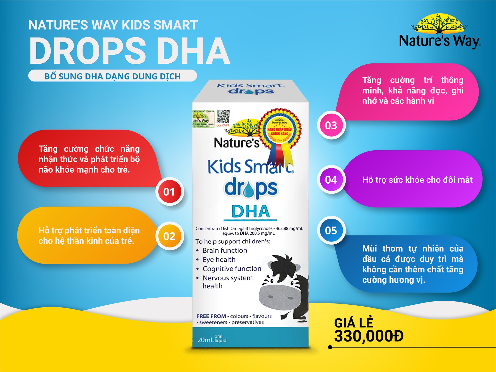 NATURE'S WAY KIDS SMART DROPS DHA - SIRO BỔ SUNG DHA DẠNG NƯỚC