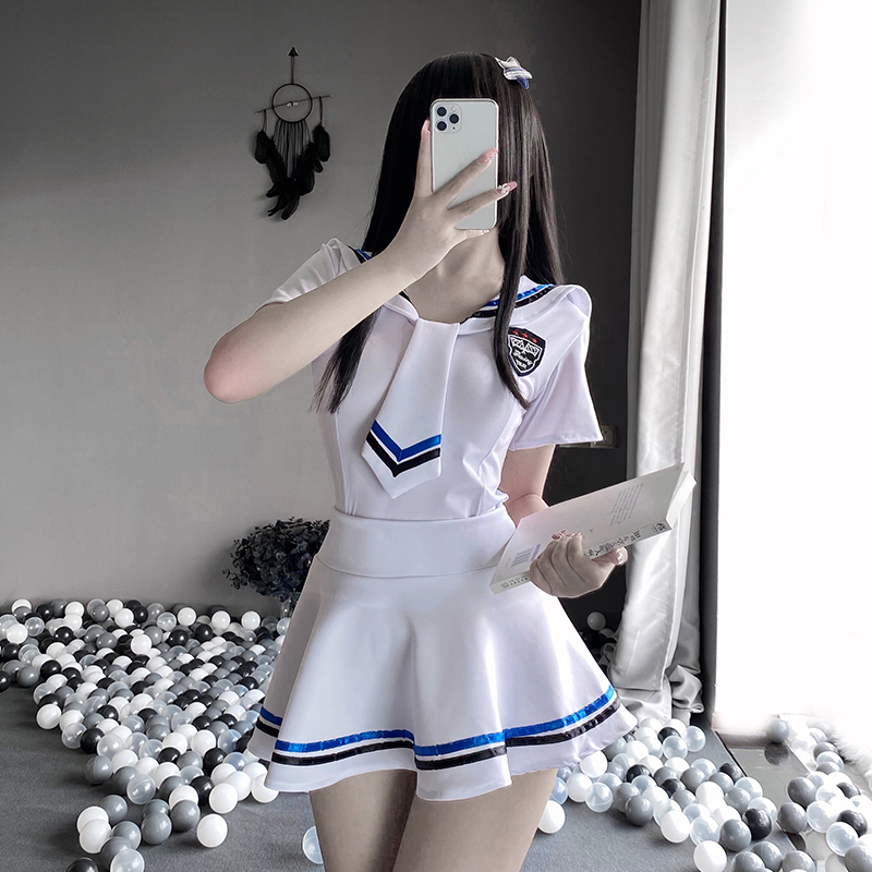 Váy ngủ Cosplay thủy thủ trắng quyến rũ tươi mới